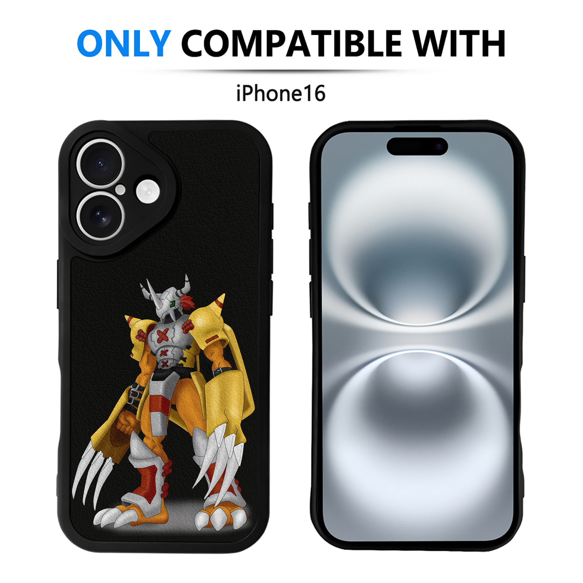 （画像用） Digimon デジタルモンスター/デジモン 【iPhone 16シリーズ対応】シリコンスマホケース（レザー調） 材質：シリコン